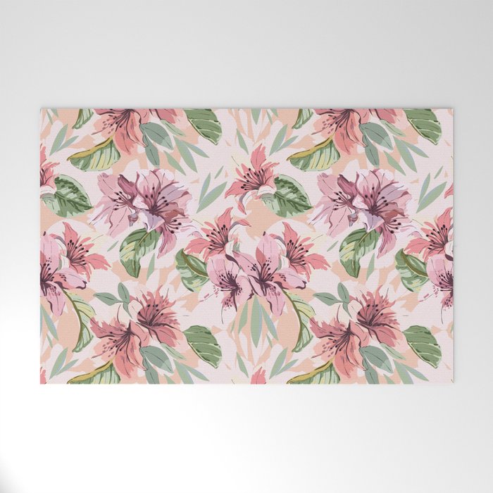 Pastel pink tropical bloom A Welcome Mat Gallery Image 1