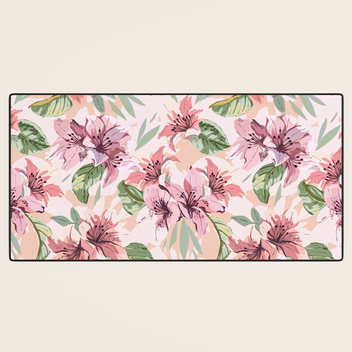 Pastel pink tropical bloom A Desk Mat Gallery Image 3