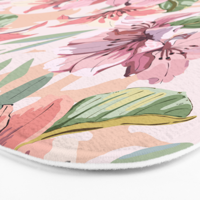 Pastel pink tropical bloom A Bath Mat Gallery Image 3