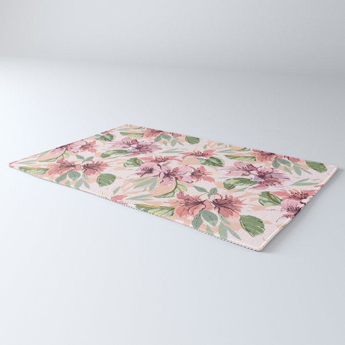 Pastel pink tropical bloom A Rug Gallery Image 3