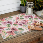 Pastel pink tropical bloom A Outdoor Rug Gallery Image 2