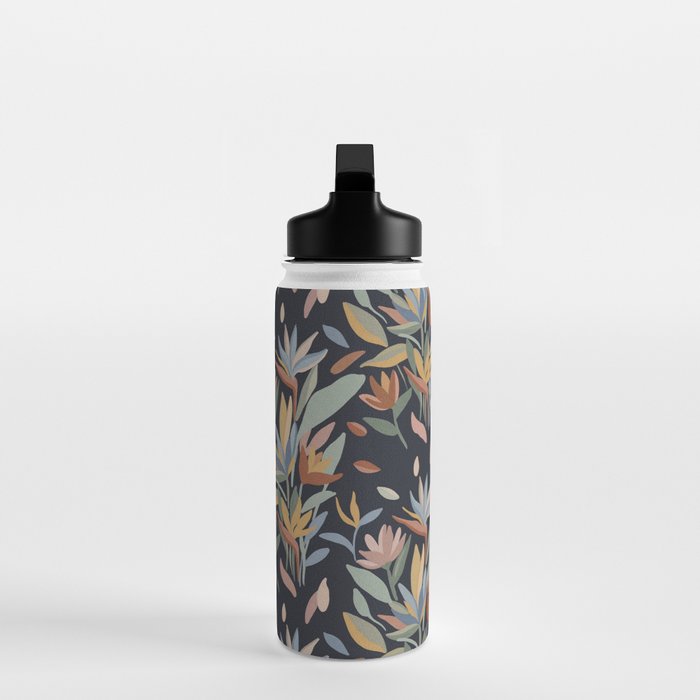 Hand Painted Floral Garden Night Water Bottle Gallery Image 3