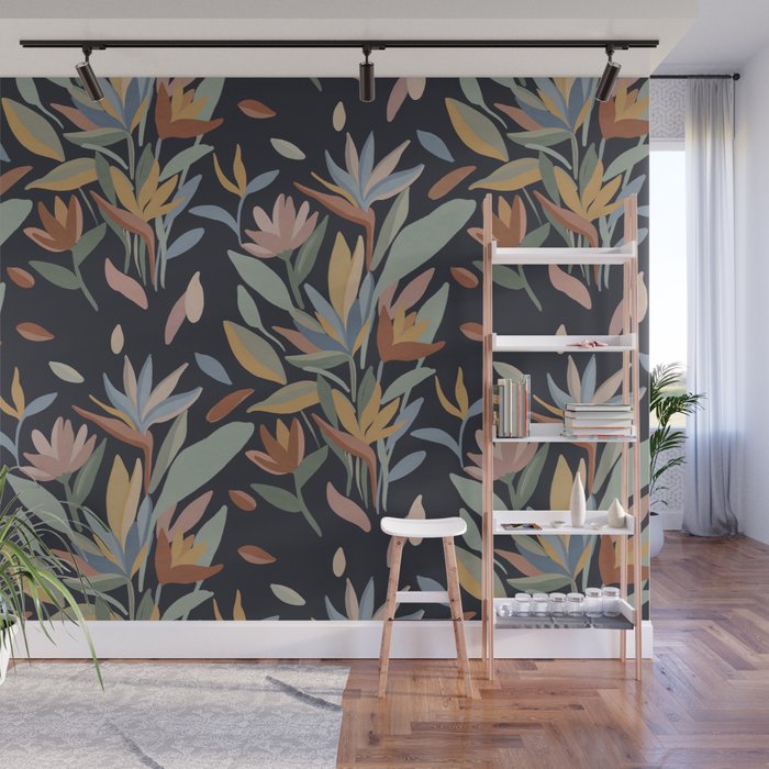 Hand Painted Floral Garden Night Wall Mural Gallery Image 1