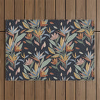 Hand Painted Floral Garden Night Outdoor Rug Gallery Image 1