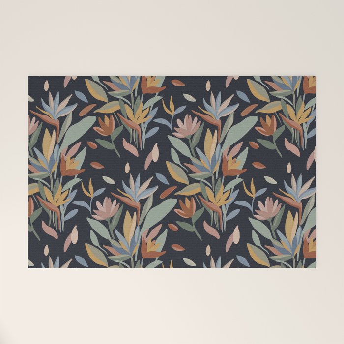 Hand Painted Floral Garden Night Welcome Mat Gallery Image 1