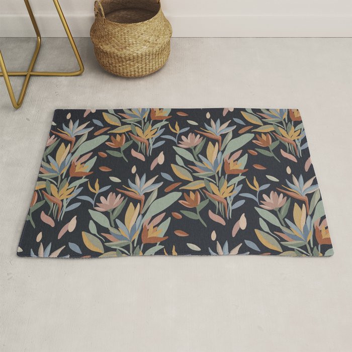 Hand Painted Floral Garden Night Rug Gallery Image 1