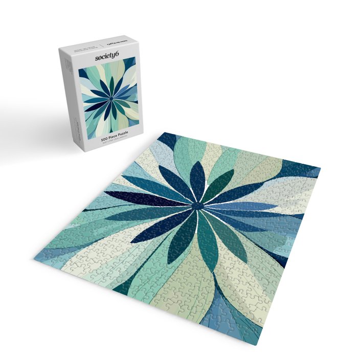 Blooming in Floral Blue and Green Jigsaw Puzzle Gallery Image 2