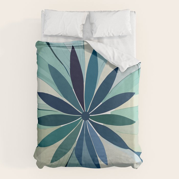 Blooming in Floral Blue and Green Duvet Cover Gallery Image 6