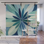 Blooming in Floral Blue and Green Wall Mural Gallery Image 1