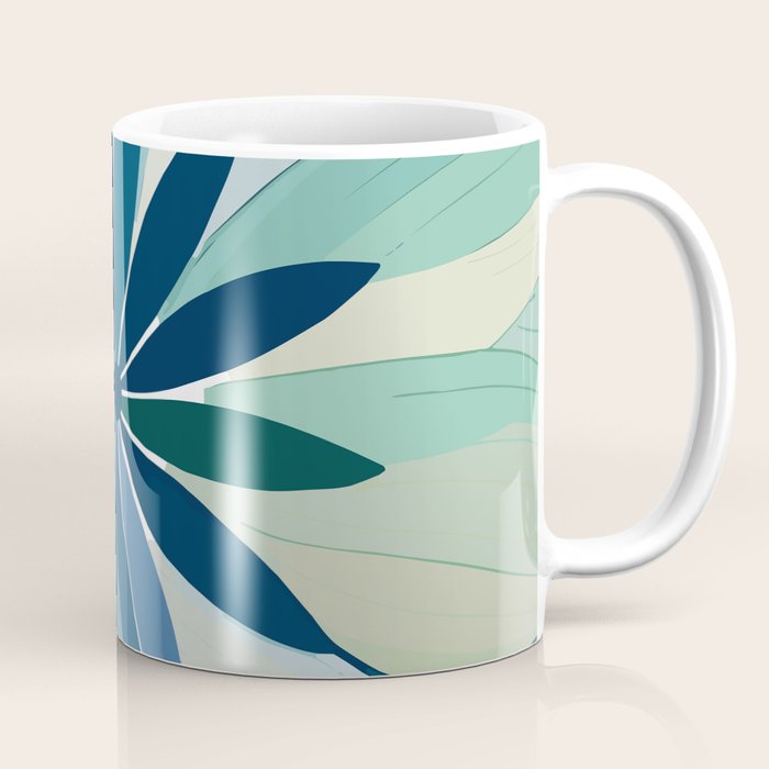 Blooming in Floral Blue and Green Coffee Mug Gallery Image 1