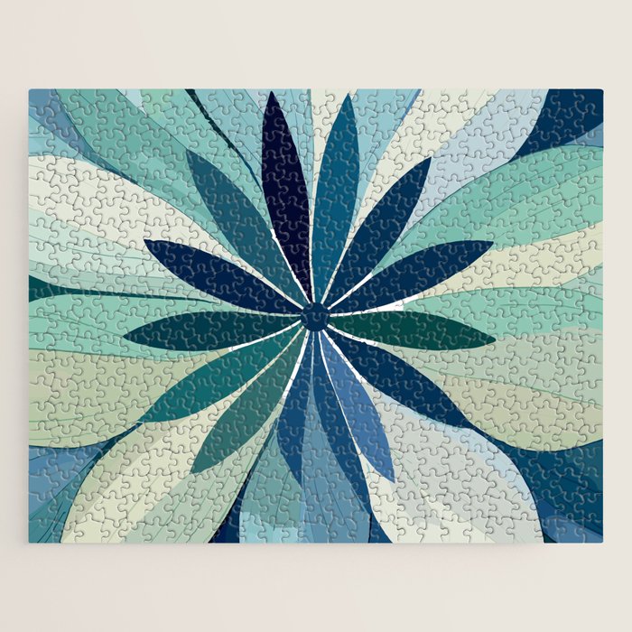 Blooming in Floral Blue and Green Jigsaw Puzzle Gallery Image 1
