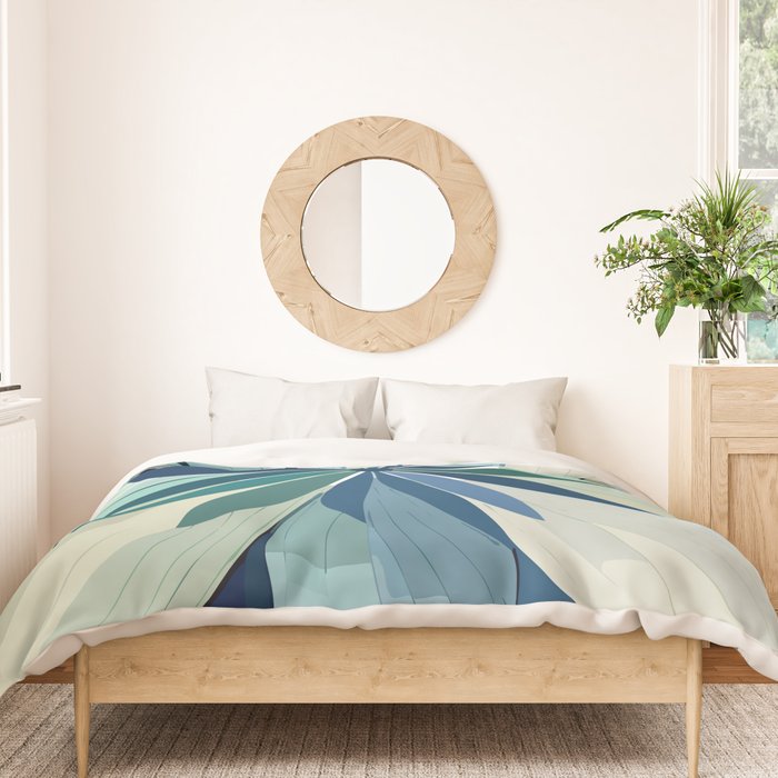 Blooming in Floral Blue and Green Duvet Cover Gallery Image 3