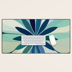 Blooming in Floral Blue and Green Desk Mat Gallery Image 1