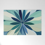 Blooming in Floral Blue and Green Welcome Mat Gallery Image 1