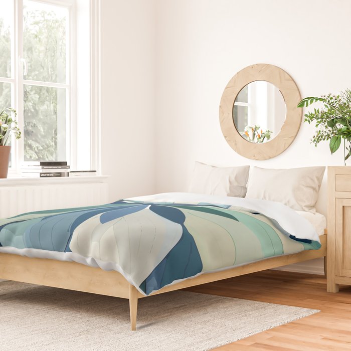 Blooming in Floral Blue and Green Duvet Cover Gallery Image 2
