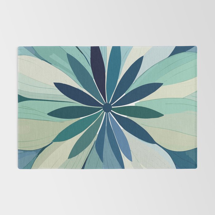 Blooming in Floral Blue and Green Rug Gallery Image 2