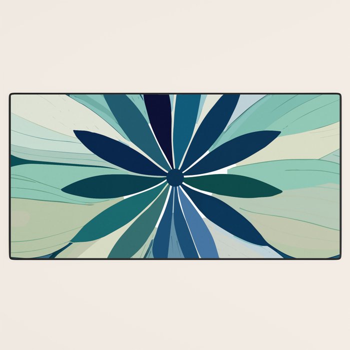 Blooming in Floral Blue and Green Desk Mat Gallery Image 3