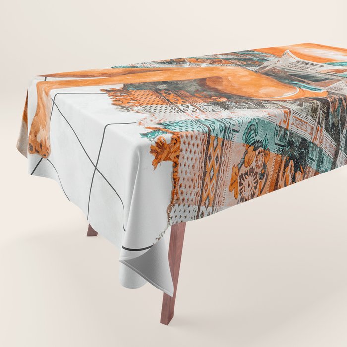 The Gossip Column | Modern Bohemian Woman Hippie Décor | Staycation Fashion Painting  Tablecloth Gallery Image 1
