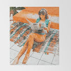 The Gossip Column | Modern Bohemian Woman Hippie Décor | Staycation Fashion Painting  Throw Blanket Gallery Image 2