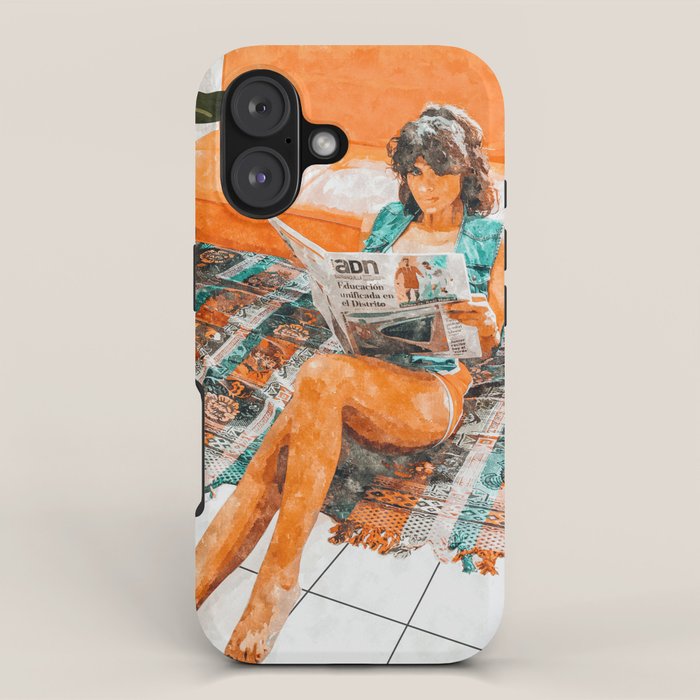 The Gossip Column | Modern Bohemian Woman Hippie Décor | Staycation Fashion Painting  iPhone Case Gallery Image 1