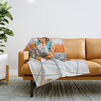 The Gossip Column | Modern Bohemian Woman Hippie Décor | Staycation Fashion Painting  Throw Blanket Gallery Image 1
