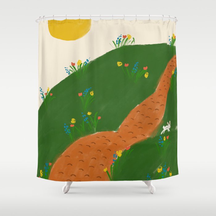 Meadow with Rabbit Shower Curtain Gallery Image 1