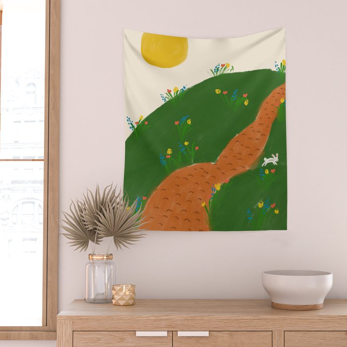 Meadow with Rabbit Wall Tapestry Gallery Image 2