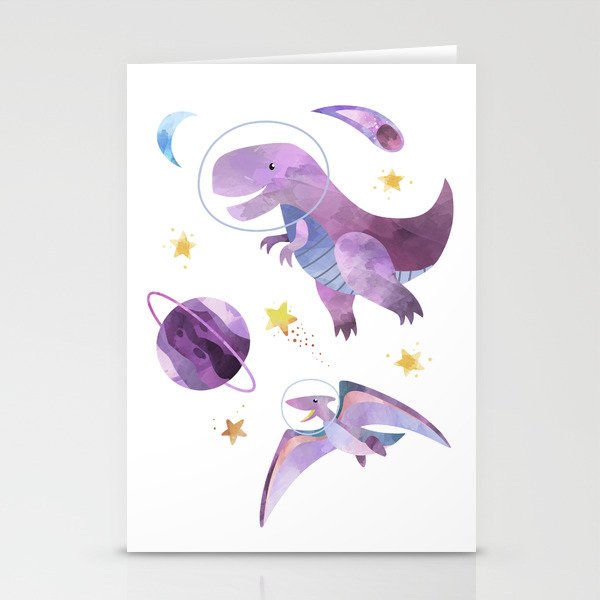 Space T-Rex Dinosaur in Pink Stationery Card Gallery Image 2