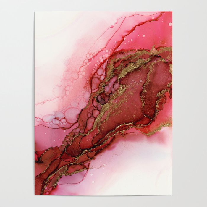 Red Dragon Scales Abstract Ink Painting Poster Gallery Image 4
