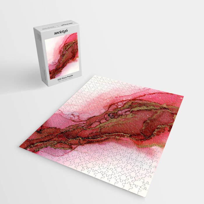 Red Dragon Scales Abstract Ink Painting Jigsaw Puzzle Gallery Image 2