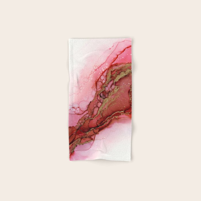 Red Dragon Scales Abstract Ink Painting Bath Towel Gallery Image 1