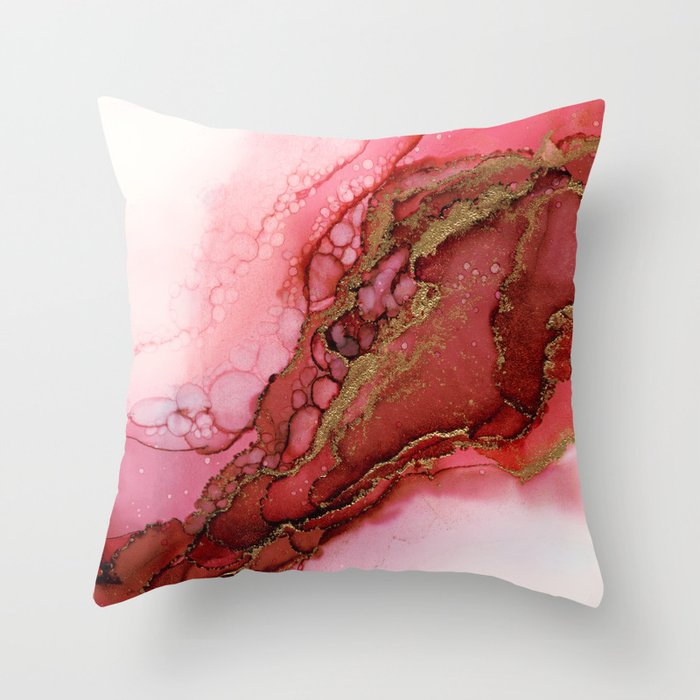 Red Dragon Scales Abstract Ink Painting Throw Pillow Gallery Image 1