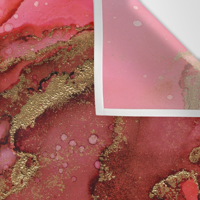 Red Dragon Scales Abstract Ink Painting Wall Tapestry Gallery Image 3