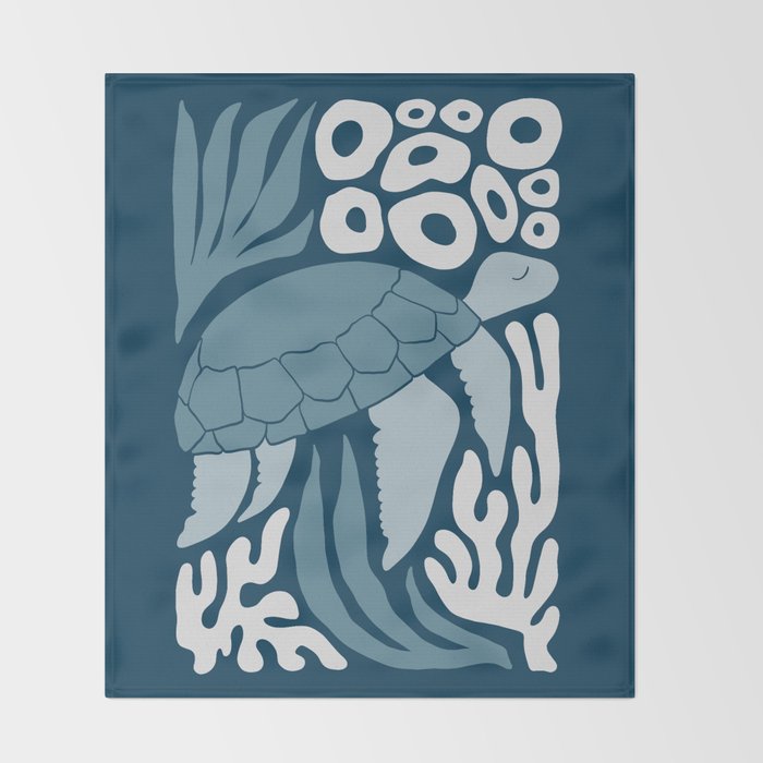 Sea Turtle Swim - Dark Throw Blanket Gallery Image 2