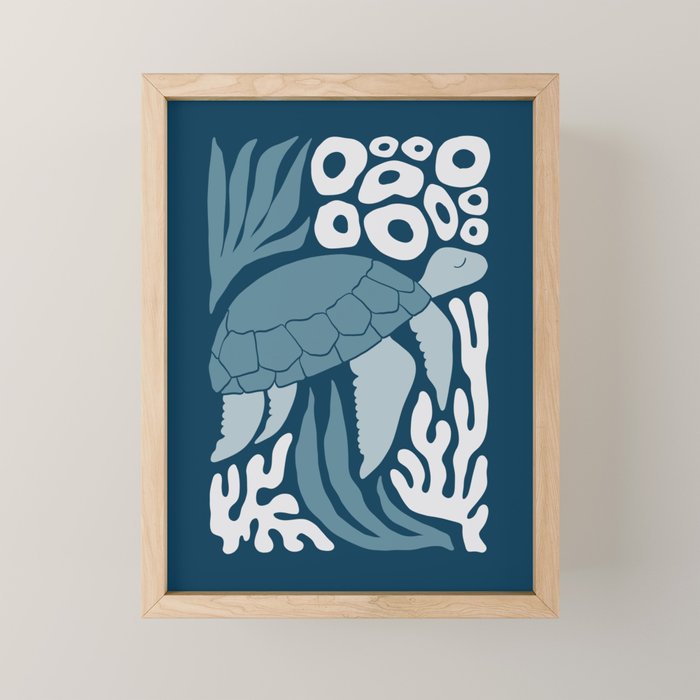 Sea Turtle Swim - Dark Mini Art Print Gallery Image 1