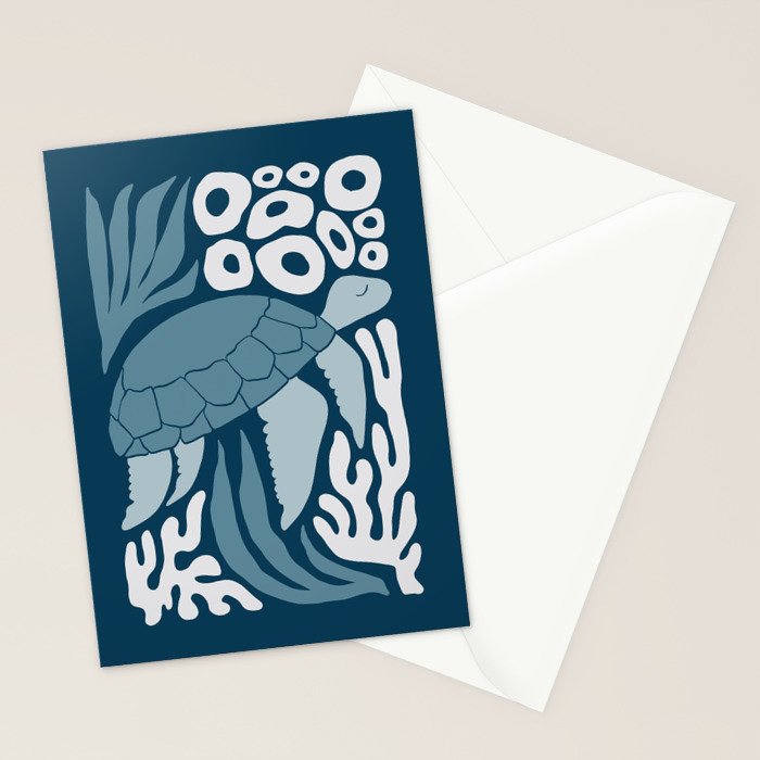 Sea Turtle Swim - Dark Stationery Card Gallery Image 2