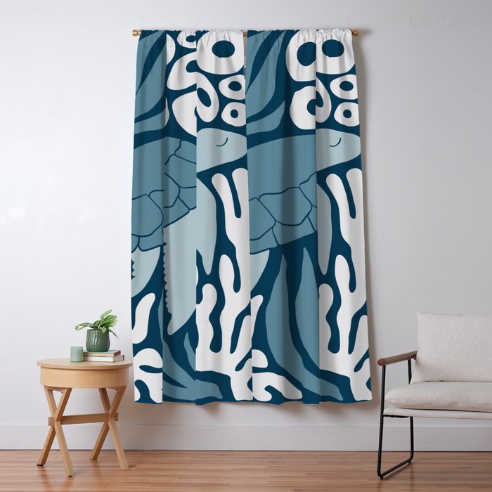 Sea Turtle Swim - Dark Window Curtain Gallery Image 1