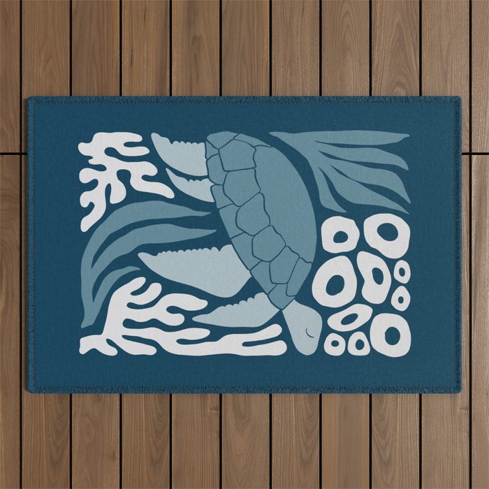 Sea Turtle Swim - Dark Outdoor Rug Gallery Image 1
