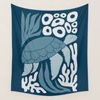 Sea Turtle Swim - Dark Wall Tapestry Gallery Image 4