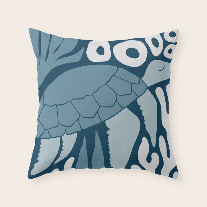Sea Turtle Swim - Dark Throw Pillow Gallery Image 1