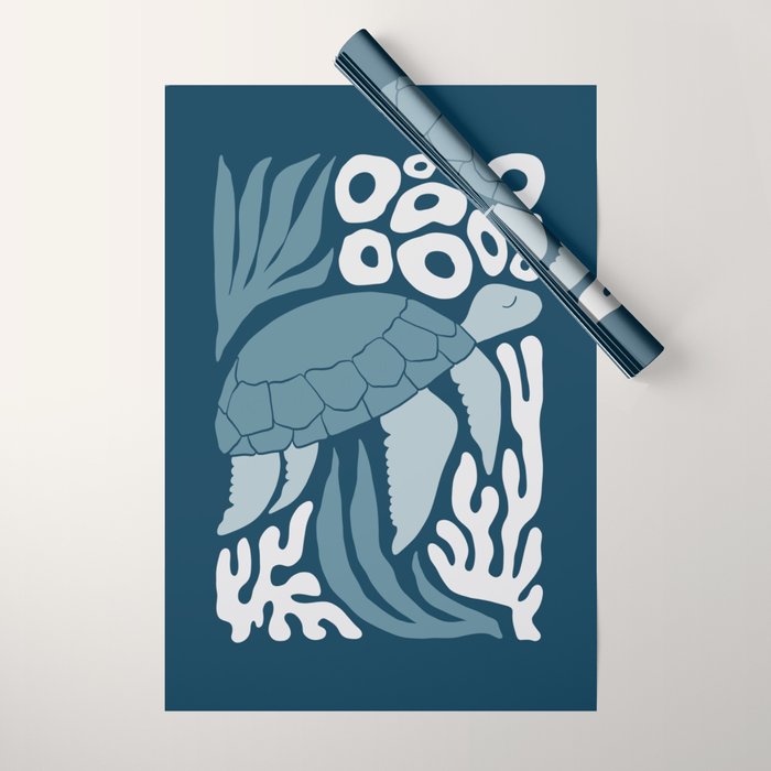 Sea Turtle Swim - Dark Wrapping Paper Gallery Image 1