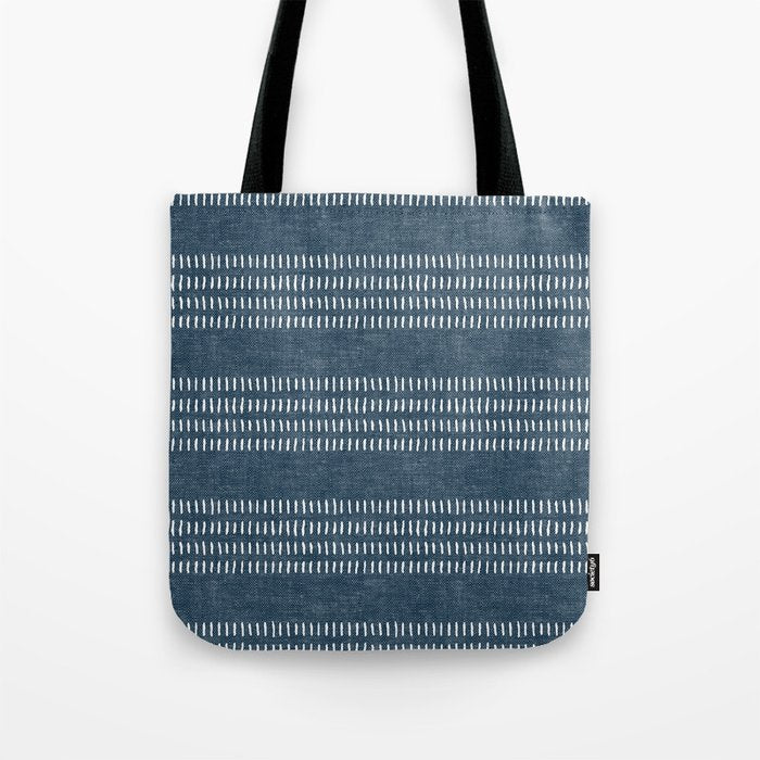 farmhouse stitch - navy blue Tote Bag Gallery Image 1