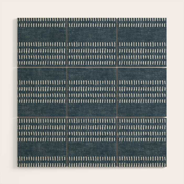 farmhouse stitch - navy blue Wood Wall Art Gallery Image 1