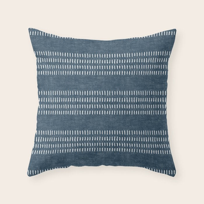 farmhouse stitch - navy blue Throw Pillow Gallery Image 6