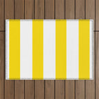 Large Yellow And White Stripes Fresh Mood #decor #society6 #buyart Outdoor Rug Gallery Image 1