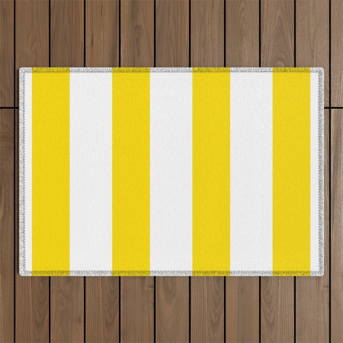 Large Yellow And White Stripes Fresh Mood #decor #society6 #buyart Outdoor Rug Gallery Image 1