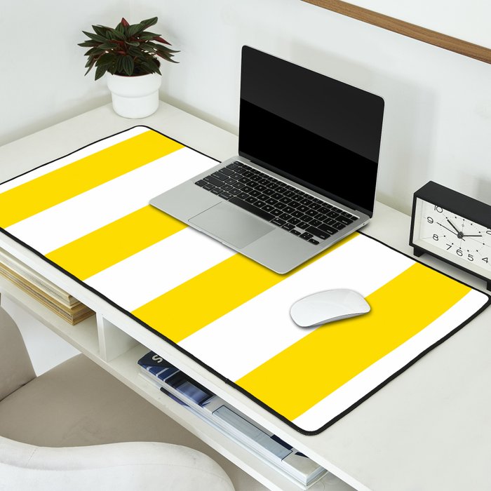 Large Yellow And White Stripes Fresh Mood #decor #society6 #buyart Desk Mat Gallery Image 2