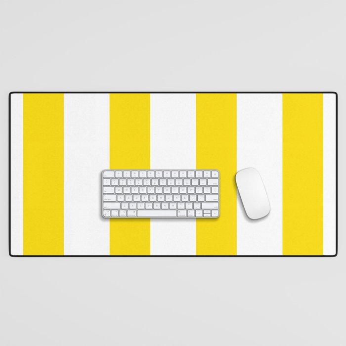 Large Yellow And White Stripes Fresh Mood #decor #society6 #buyart Desk Mat Gallery Image 1