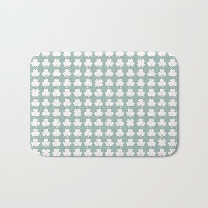 Clovers XXXI Sage Green Botanical Pattern Bath Mat Gallery Image 1