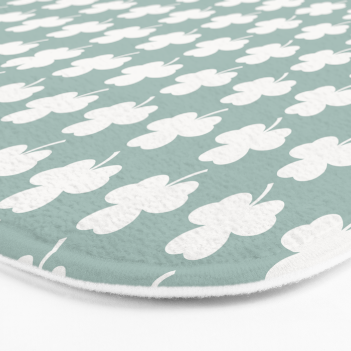 Clovers XXXI Sage Green Botanical Pattern Bath Mat Gallery Image 3